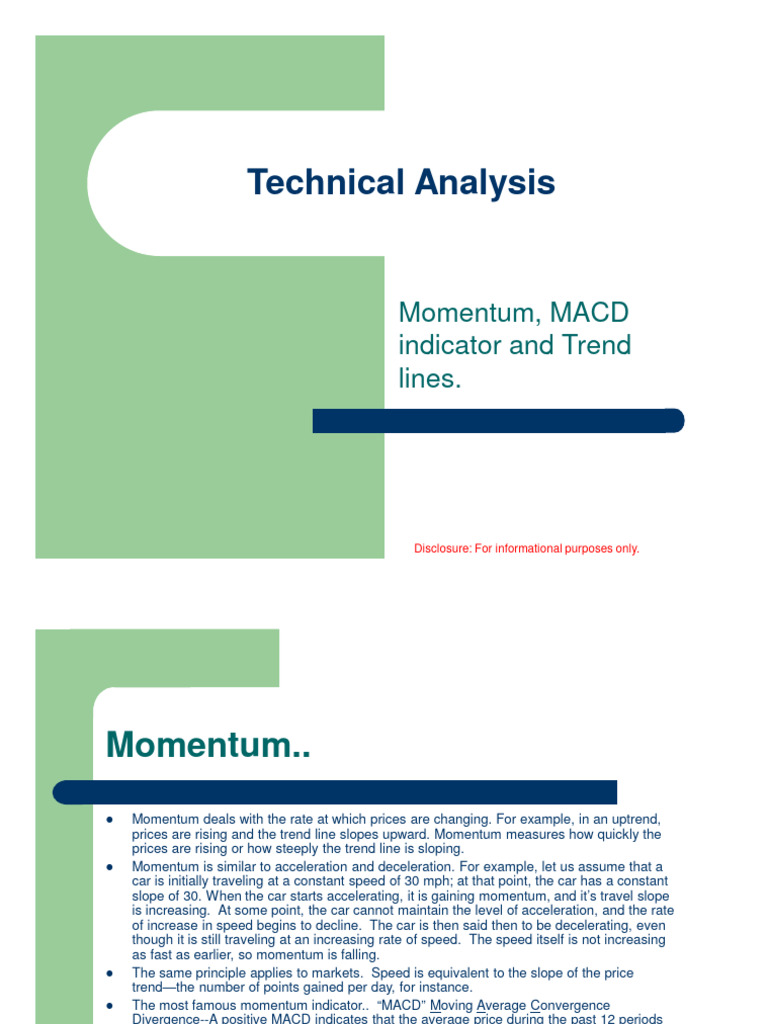 Momentum, MACD Indicator and Trend Lines | PDF