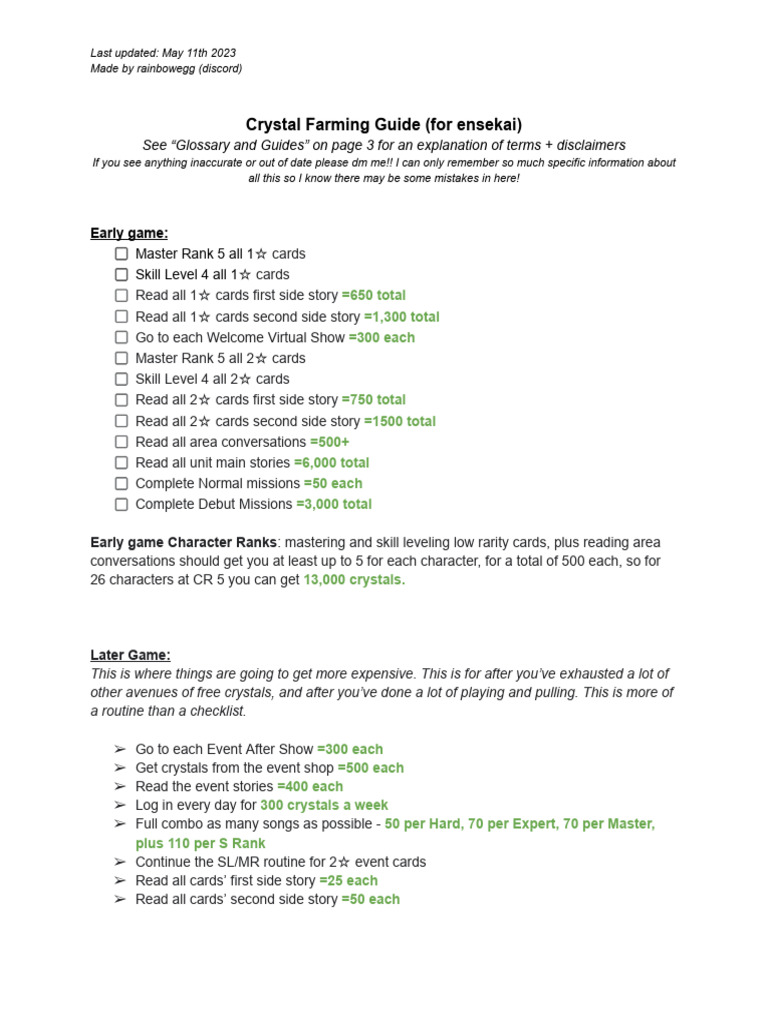 Colorful Stage (Ensekai) Crystal Farming Guide PDF