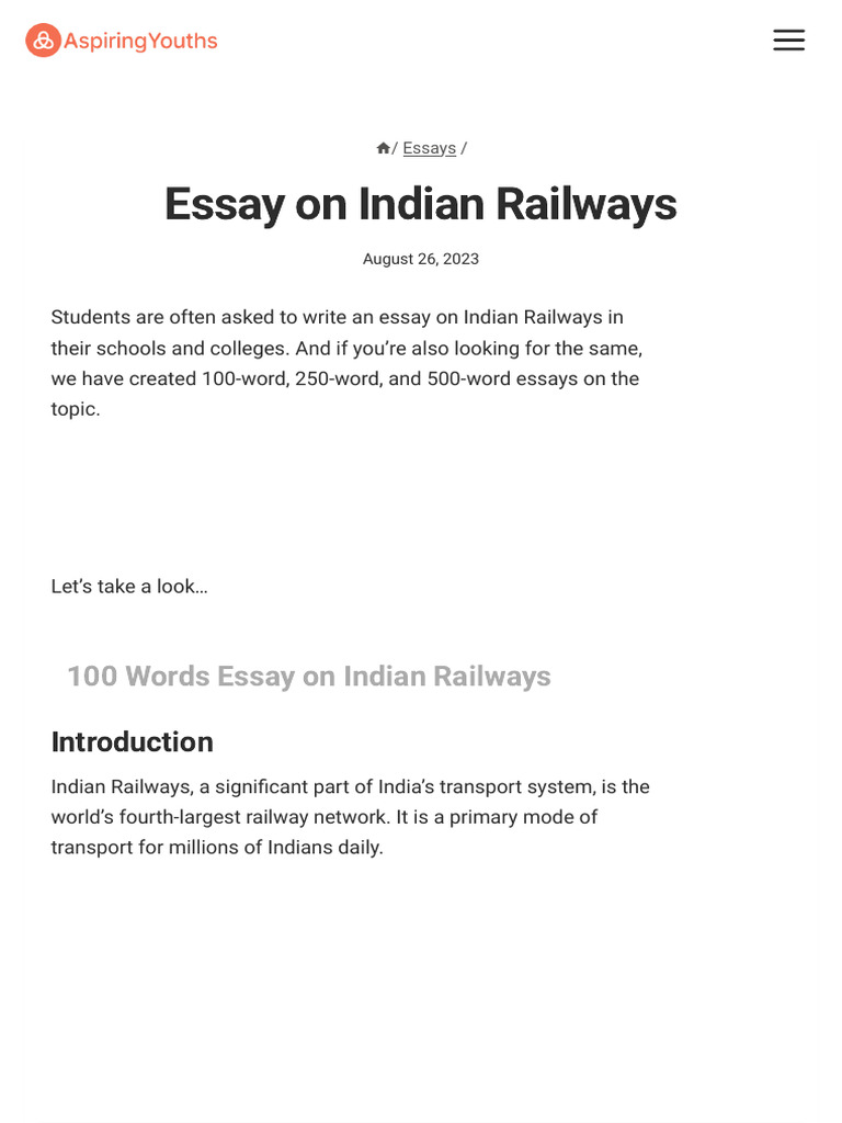 essay on indian railways for class 7