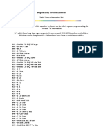 Belgian Army Division Unit numbers