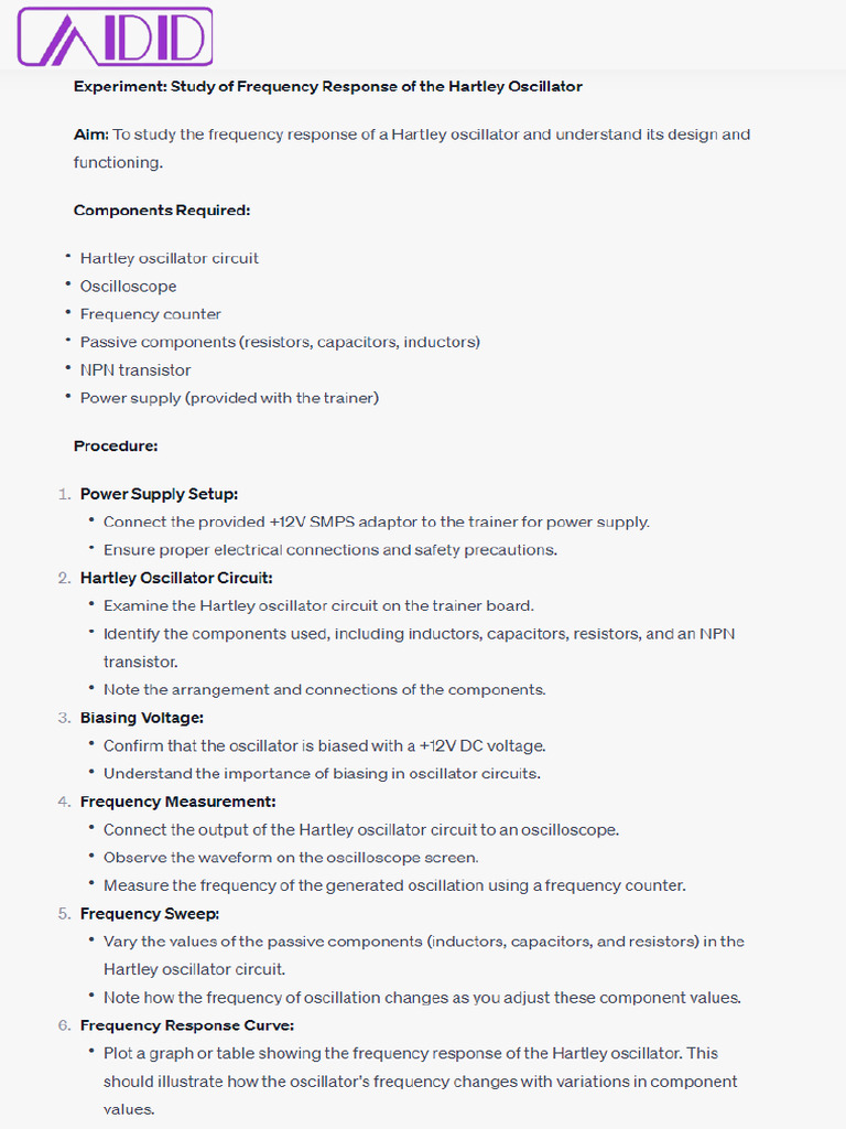 Study of Frequency Response of Any One Oscillator PDF