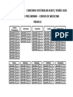 ACAFE 2020 - VERاO - GABARITO DE MEDICINA