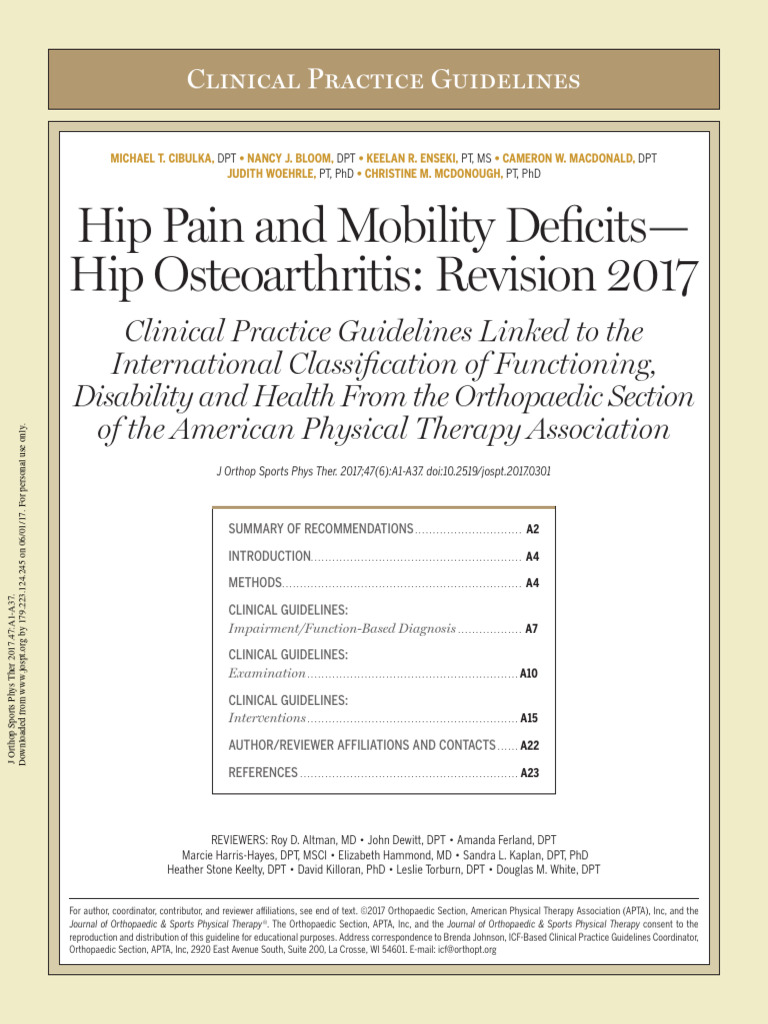 Guideline Hip OA 2017 | PDF | Osteoarthritis | Evidence Based Medicine