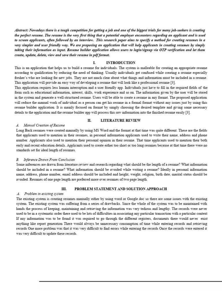 Web based resume making system with predefined templates and searchable