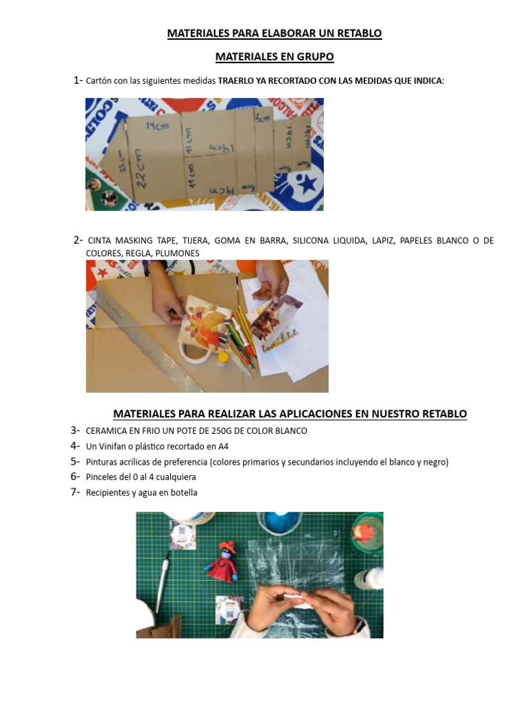 Materiales para hacer un retablo | PDF