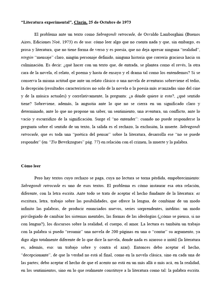 Literatura Experimental PDF Poesía Novelas