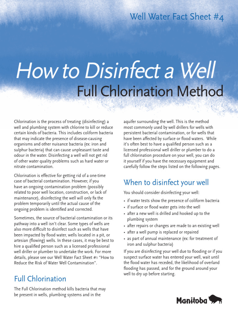 PR 5a Well Water Factsheet Full Shock Chlorination 4 PDF Bleach