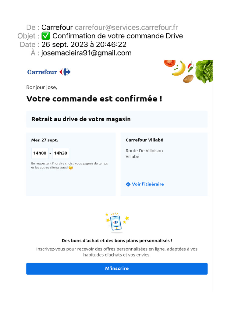 Confirmation de commande Carrefour Drive | PDF | Commerce de détail