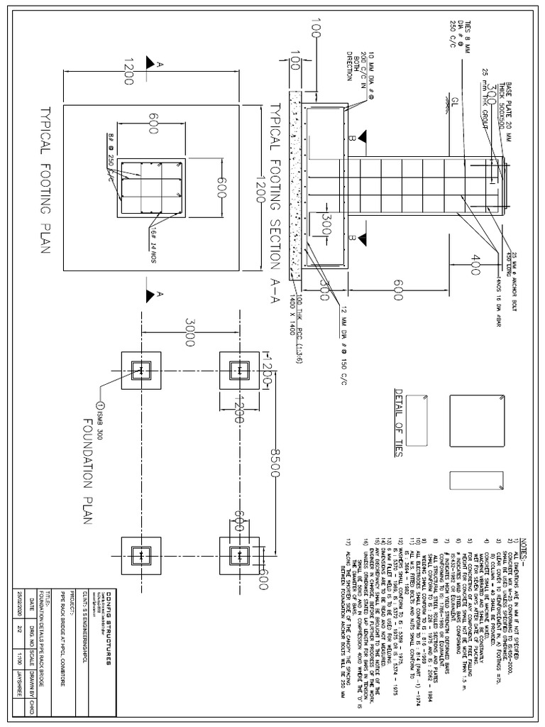 Foundation Details Pipe Rack Bridge 8.5 M Model 1 | PDF
