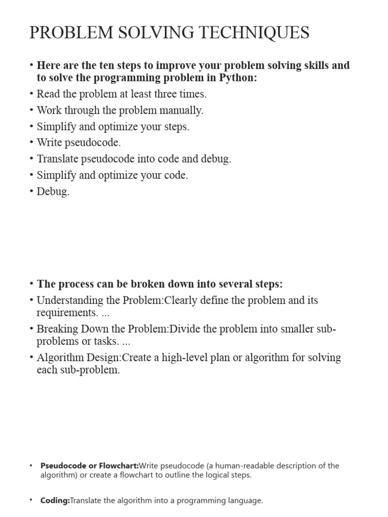 Problem solving techniques pdf computer programming algorithms