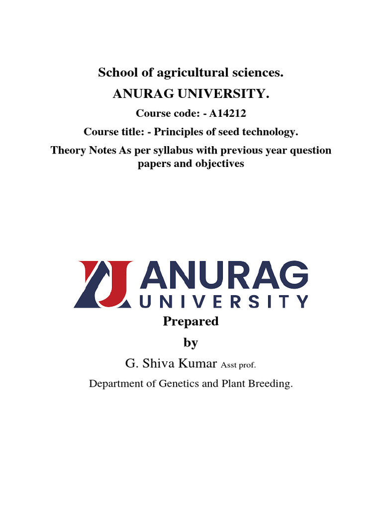 Seed Technology 312 PDF Plant Breeding Seed