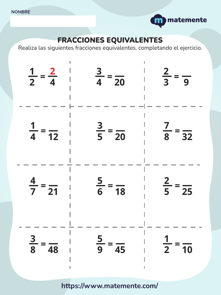 Fracciones Equivalentes 5to Grado La Presentación Y Los Ejercicios