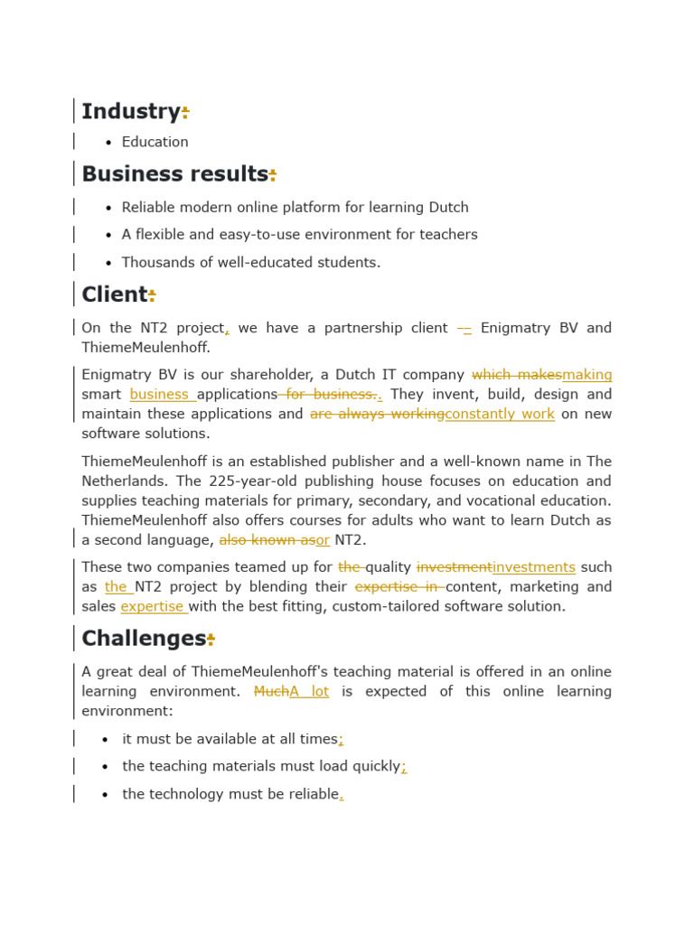 Modern Dutch Learning Platform Solution | PDF | Educational Assessment ...