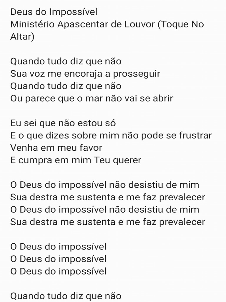 Deus do Impossível Ministério Apascentar de Louvor (Toque No Altar) PDF