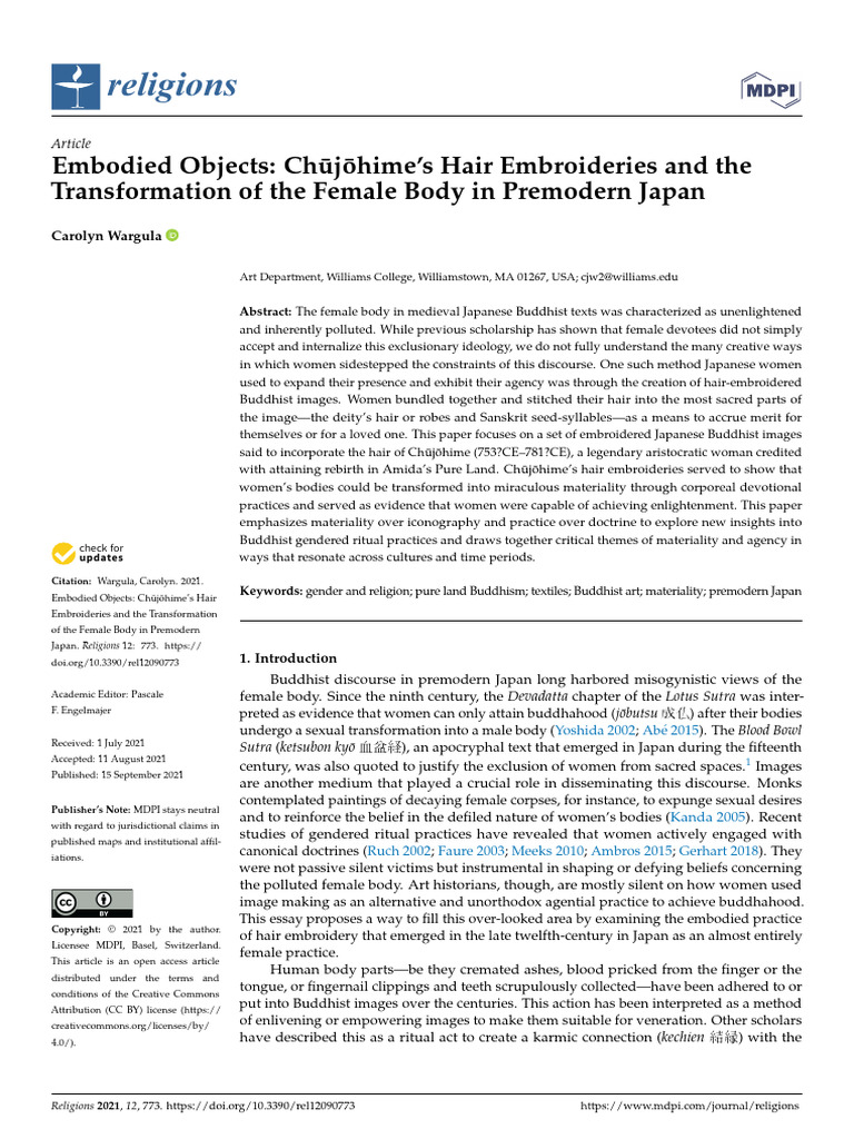 Embodied Objects Chujohimes Hair Embroideries and | PDF