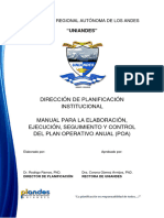 2020 Manual para La Elaboracion Ejecucion Seguimiento y Control Del Plan Operativo Anual Poa 1
