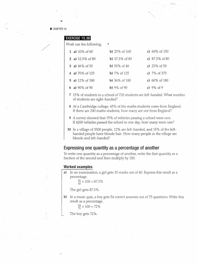 Percents PDF Percentage Handedness