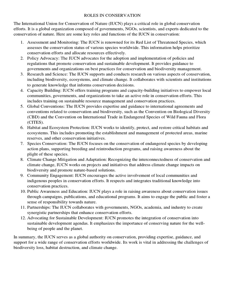 IUCN's Key Roles in Global Conservation | PDF