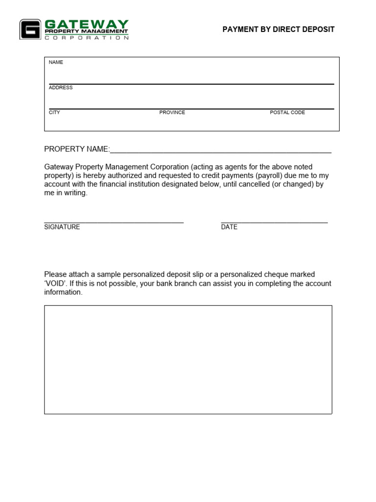 Direct Deposit Authorization Form | PDF | Finance & Money Management