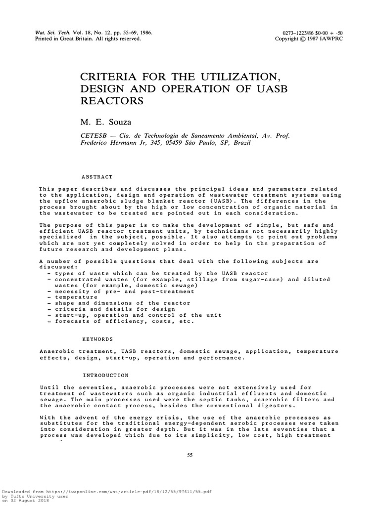 Design of Uasb Criteria For The Utilization | PDF | Sewage Treatment ...