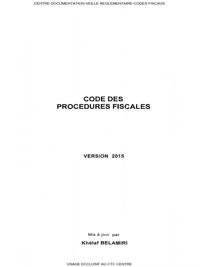 Codes des procédures fiscales en Algérie | PDF
