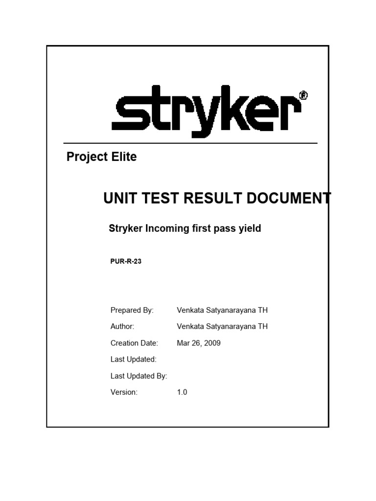 PUR-R-23 SPR Supplier FPY Report Unit Test Document | PDF | Unit ...