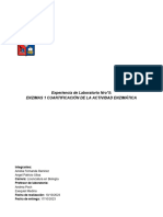 Experiencia de Laboratorio Nro°5: Enzimas 1 Cuantificación de La Actividad Enzimática