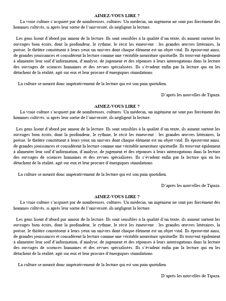 L'Importance de la Lecture Culturelle | PDF