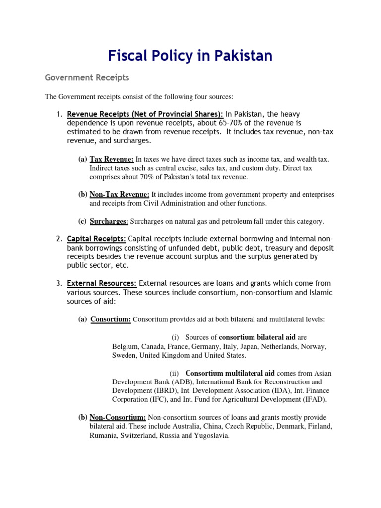 Fiscal Policy in Pakistan | PDF | Finance & Money Management