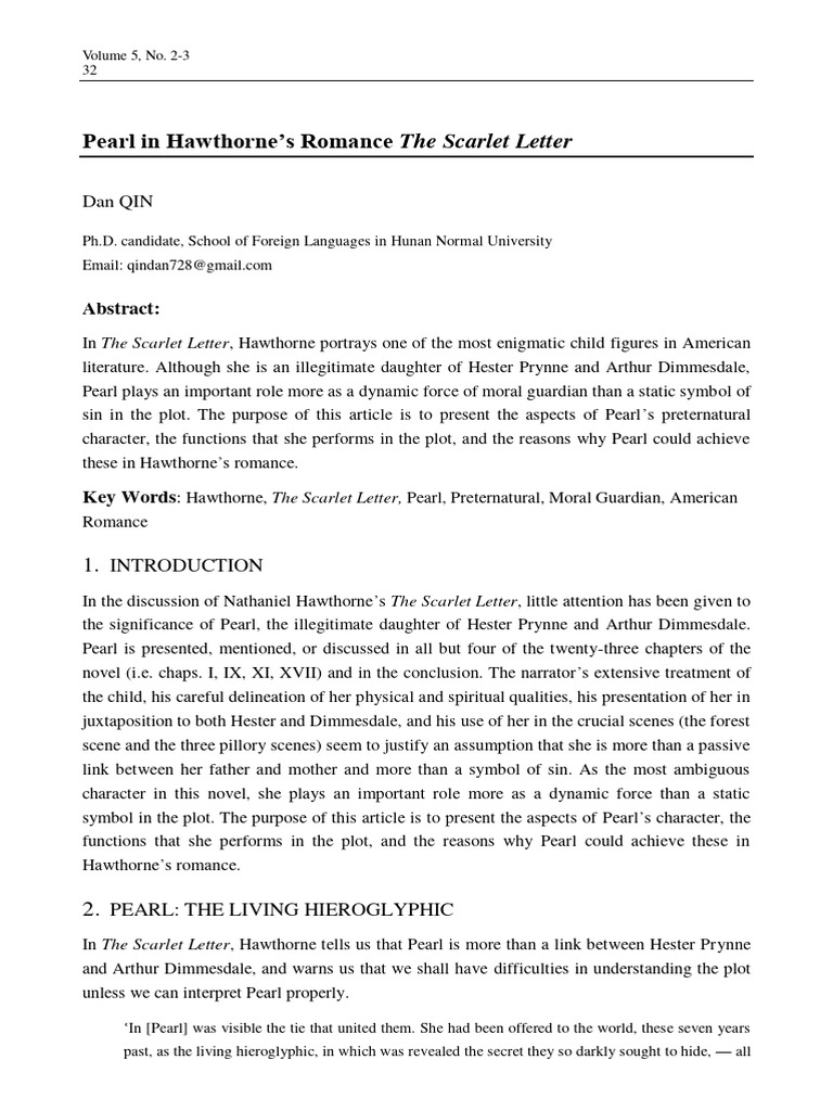 Pearl's Role in The Scarlet Letter | PDF | The Scarlet Letter ...