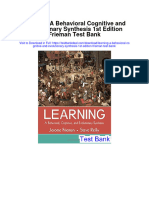 Learning A Behavioral Cognitive and Evolutionary Synthesis 1st Edition Frieman Test Bank