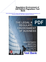 Legal and Regulatory Environment of Business 16th Edition Pagnattaro Test Bank