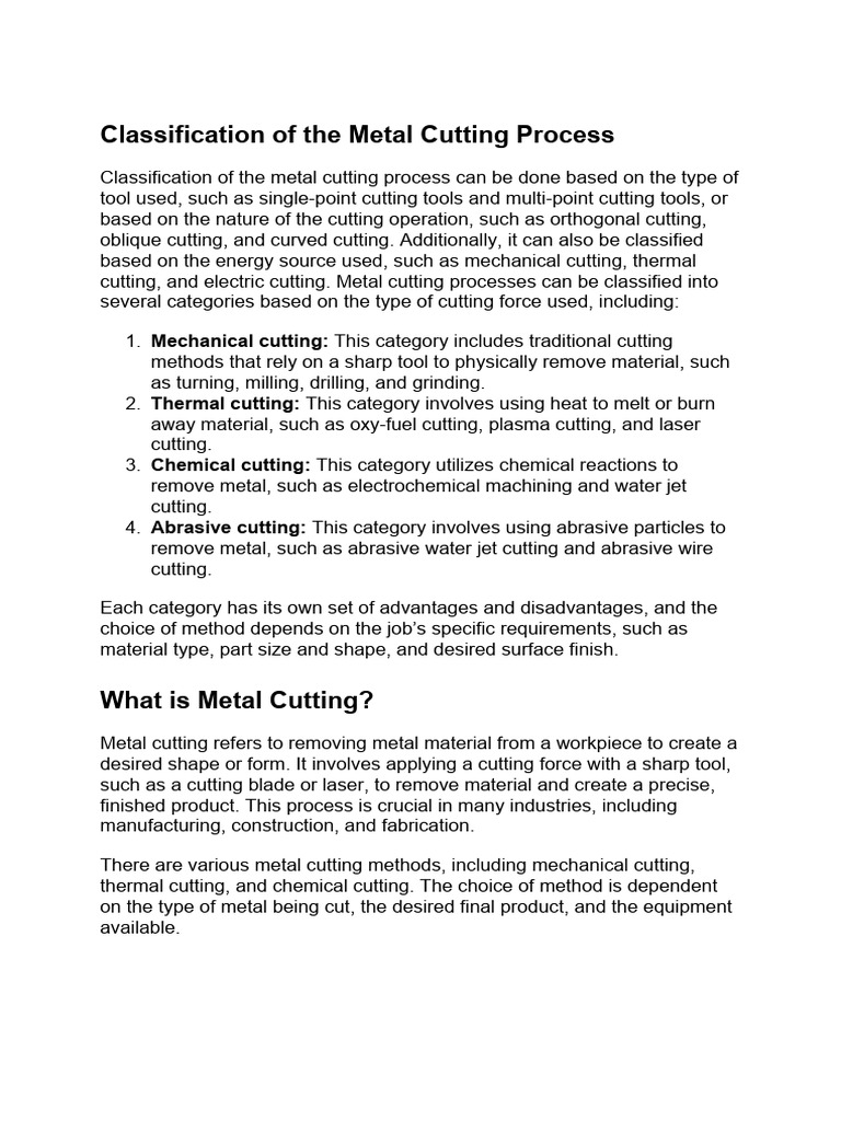 Classification of The Metal Cutting Process PDF Grinding (Abrasive Cutting) Secondary