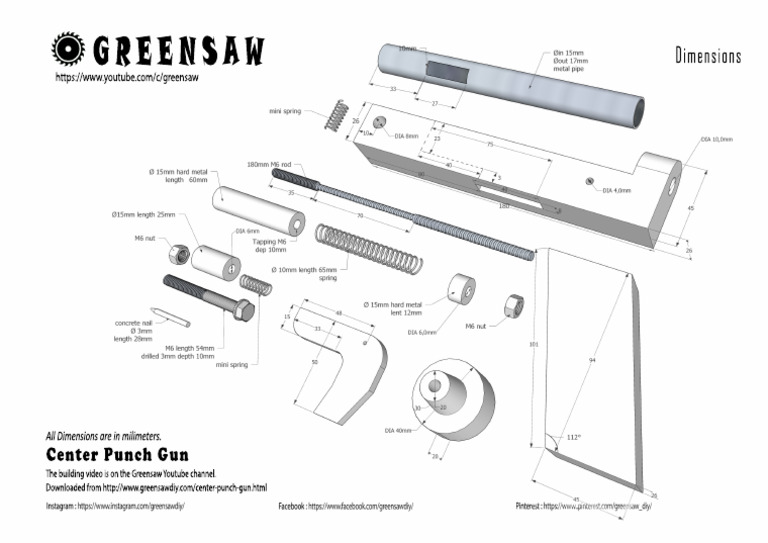 Center Punch Gun Dimensions Guide | PDF