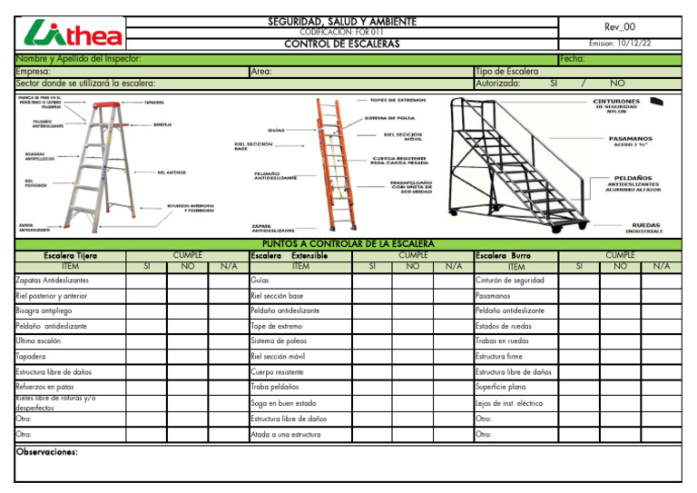 Check List de Escaleras Burro y Tijera | PDF | Escalera ...