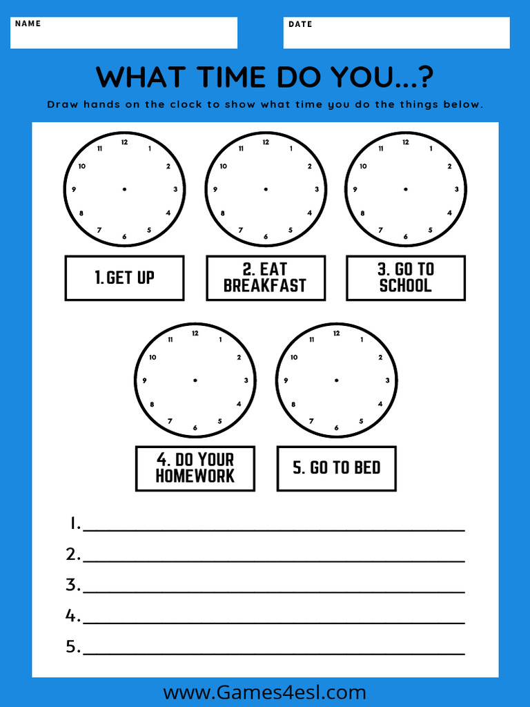 Daily Routine Time Worksheet for Kids | PDF | Self-Improvement