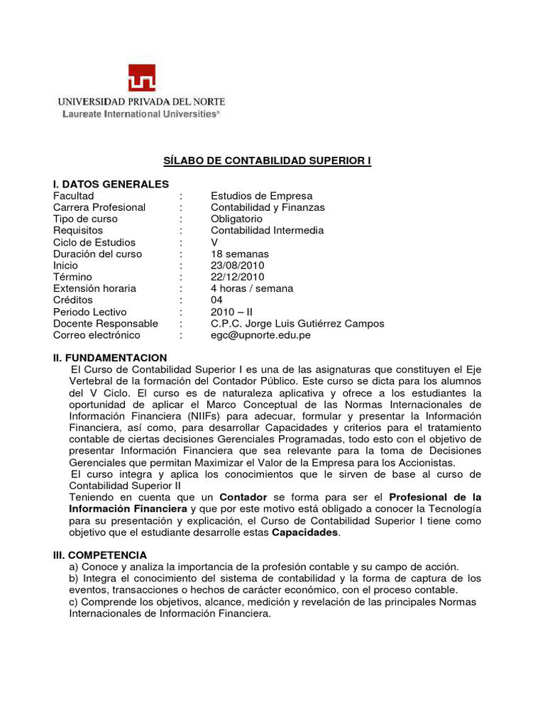 Contabilidad Superior I Pdf Normas Internacionales De Informacion