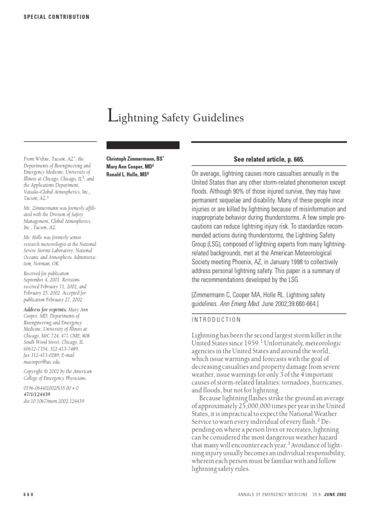 Lightning Safety Guidelines PDF Lightning Thunderstorm