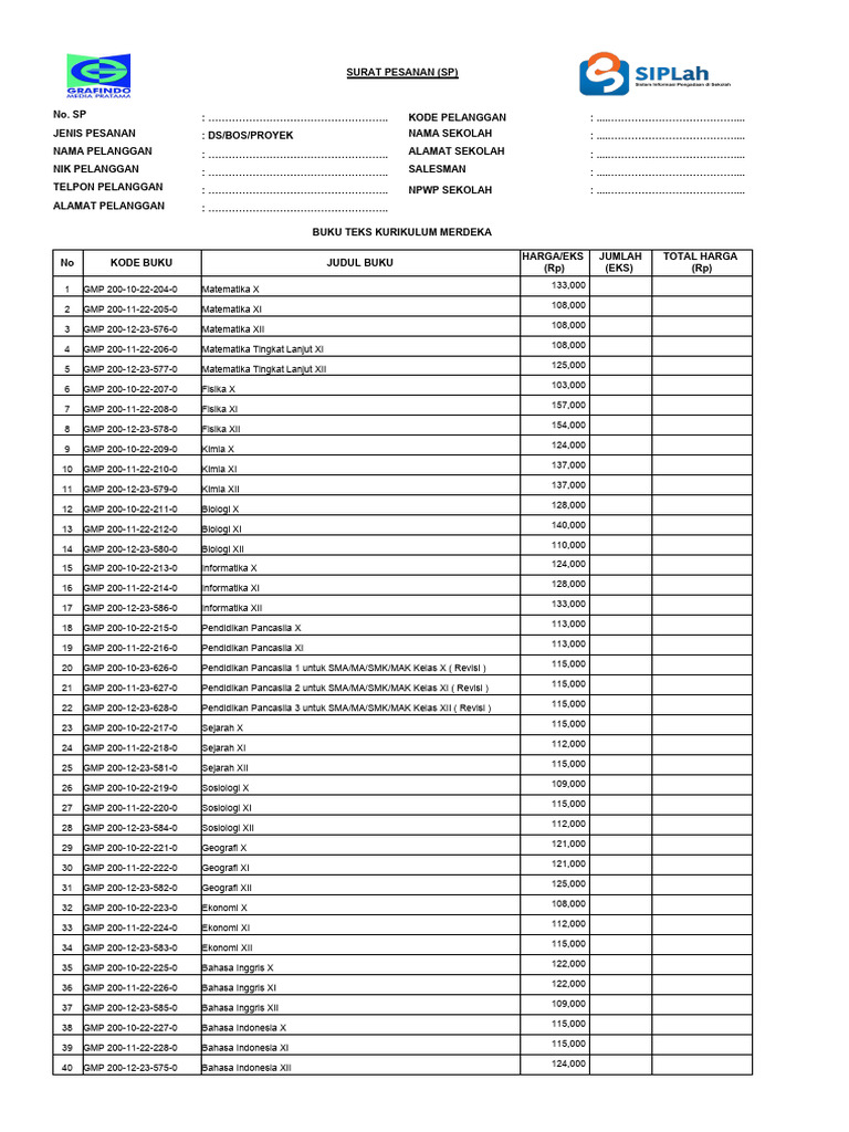 Daftar Harga Buku Terupdate | PDF