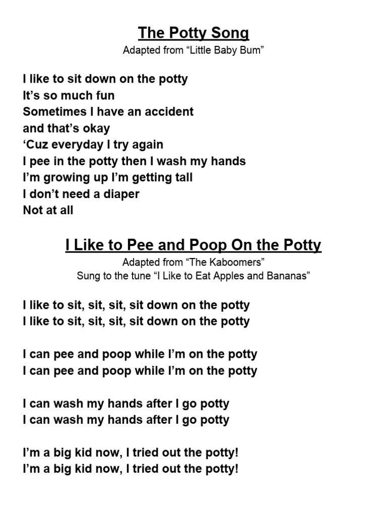 Potty Training Fun Song for Kids | PDF | Self-Improvement