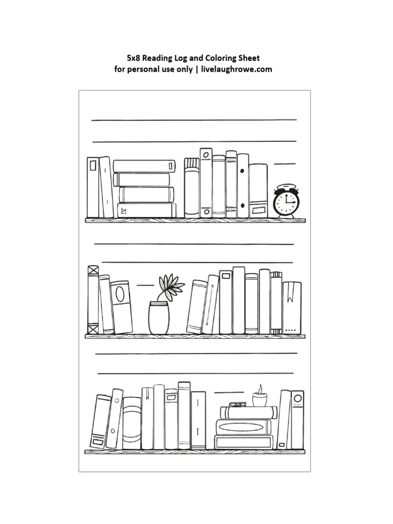 Reading Log Coloring Page PDF