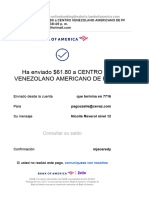 Ha Enviado $61.80 A CENTRO VENEZOLANO AMERICANO DE PF