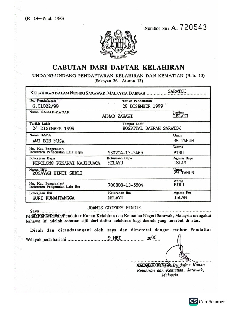 Birth Certificate AHMAD ZAWAWI BIN AWI PDF