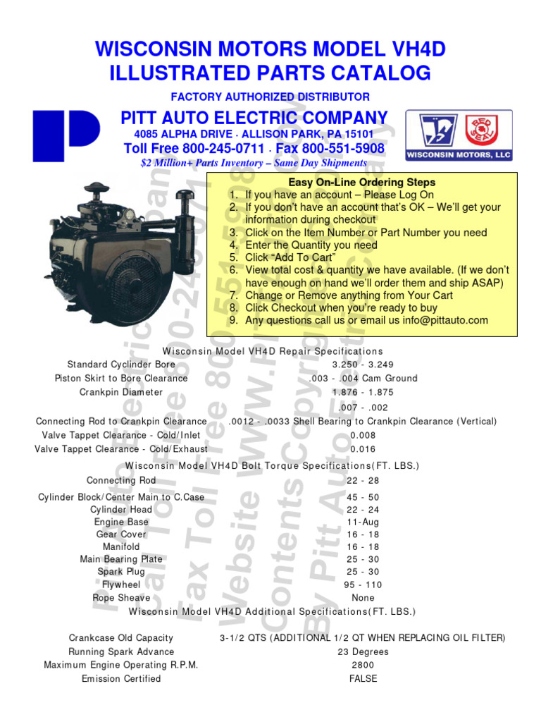Wisconsin VH4D Parts Catalog | PDF | Distributor | Ignition System