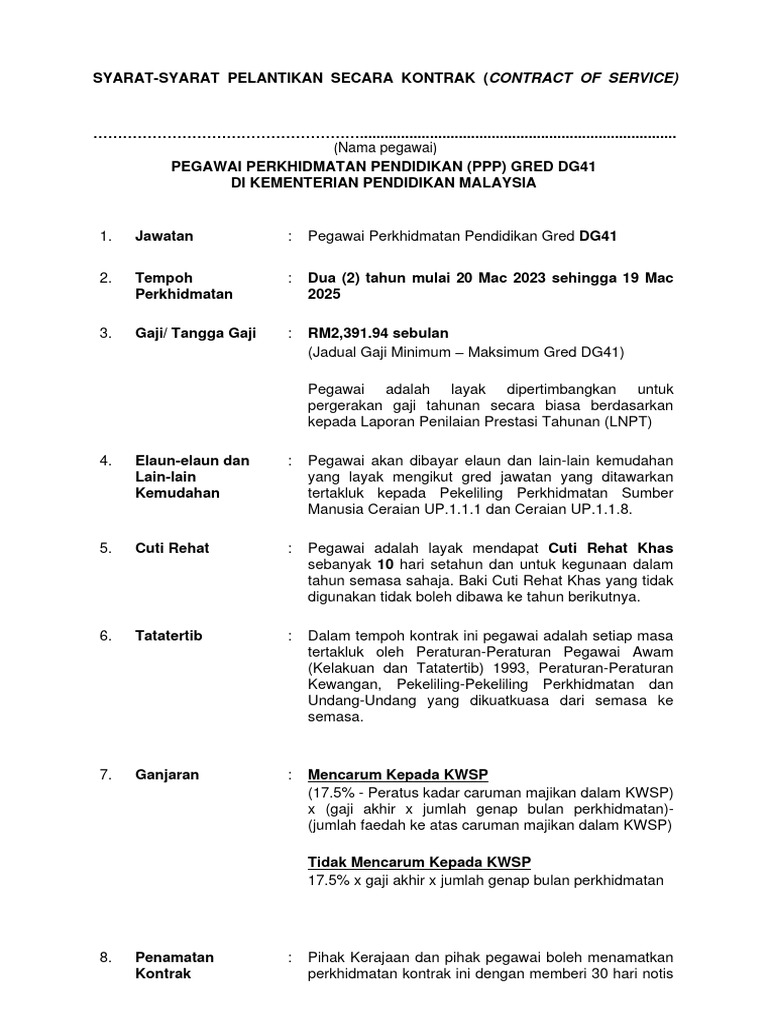 Syarat pelantikan kontrak ismp cos bi pdf