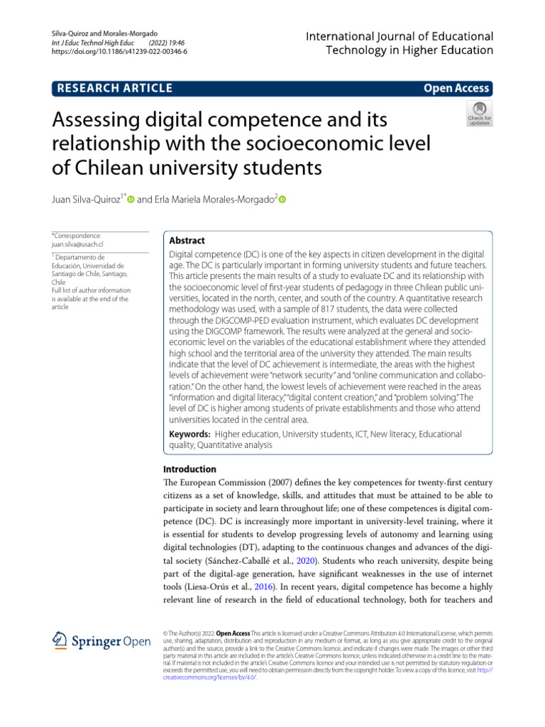 2022 Assessing Digital Competence | PDF | Educational Technology ...