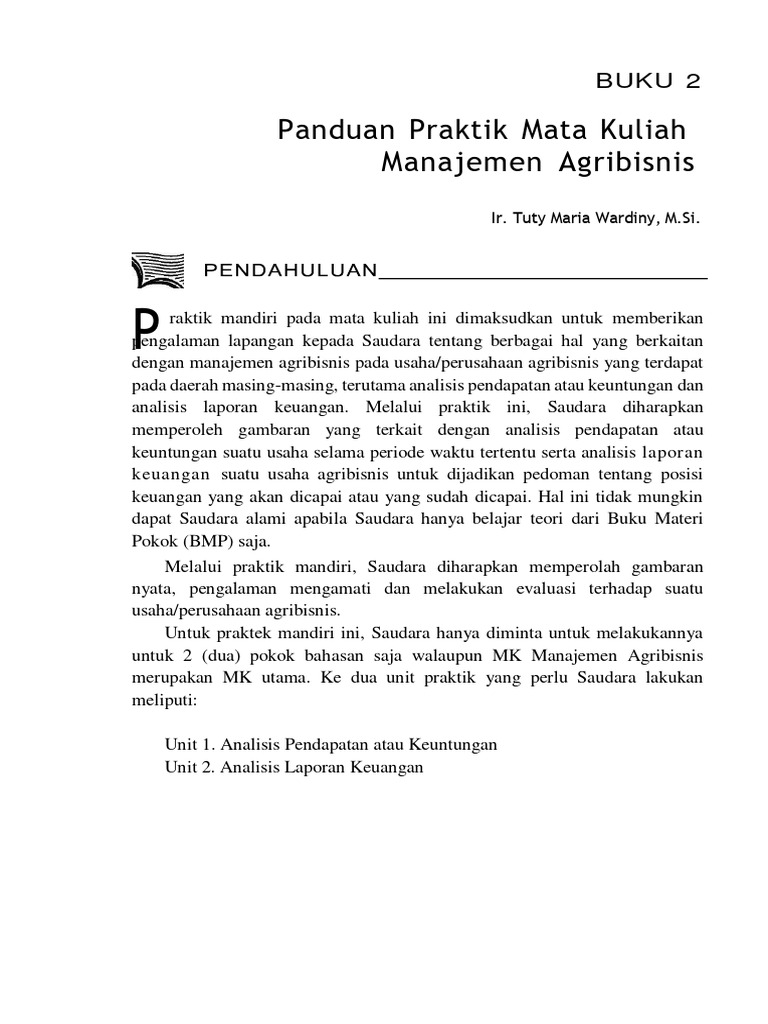 Panduan Praktek Manajemen - Agribisnis | PDF
