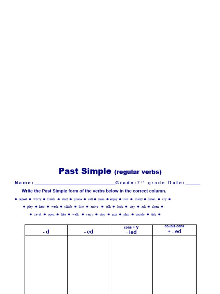 Past Simple 7grade | PDF | Linguistic Typology | Languages