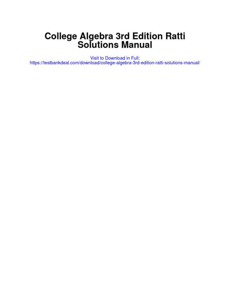 College algebra 3rd edition ratti solutions manual pdf matrix