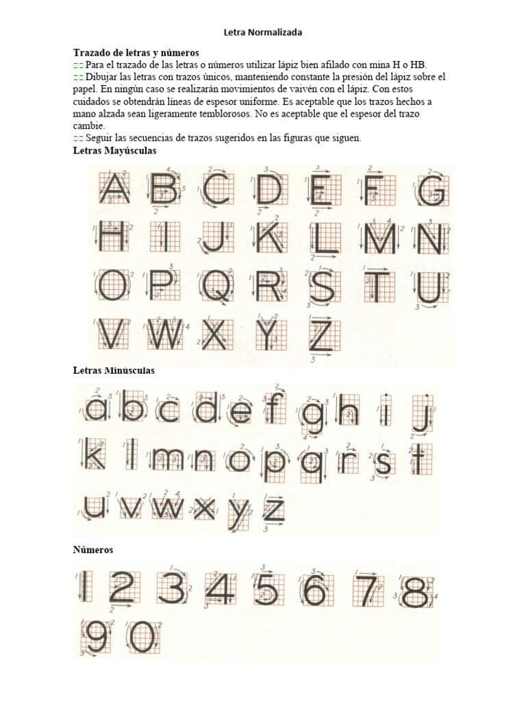 Trazado de Letras y Números Normalizados | PDF